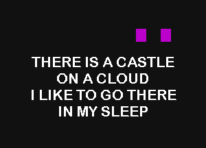 THERE IS ACASTLE
ON ACLOUD

I LIKE TO GO THERE
IN MY SLEEP