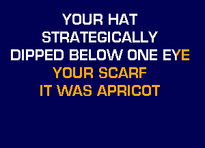 YOUR HAT
STRATEGICALLY
DIPPED BELOW ONE EYE
YOUR SCARF
IT WAS APRICOT