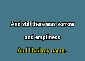 And still there was sorrow

and emptiness

And I had my name..