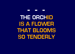 THE ORCHID
IS A FLOWER

THAT BLOOMS
SO TENDERLY