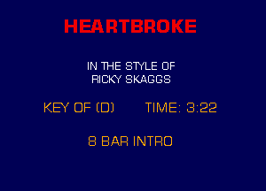 IN THE STYLE OF
RICKY SKAGGS

KEY OF (B) TIMEI 322

8 BAR INTRO