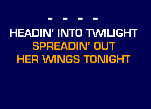HEADIN' INTO TWILIGHT
SPREADIN' OUT
HER WINGS TONIGHT
