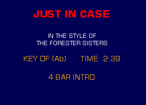 IN THE SWLE OF
THE FORESTER SISTERS

KEY OF (Ab) TIME 2189

4 BAR INTRO