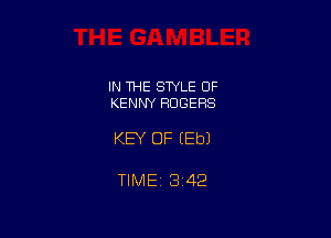 IN 1HE STYLE OF
KENNY ROGERS

KEY OF (Eb)

TIME 3422