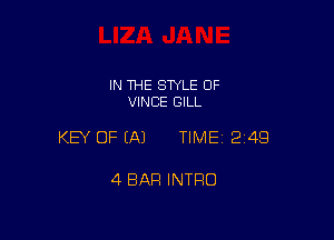 IN THE STYLE 0F
VINCE GILL

KEY OF EAJ TIMEI 249

4 BAR INTRO