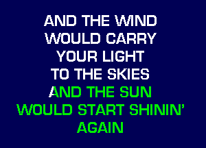 AND THE WIND
WOULD CARRY
YOUR LIGHT
TO THE SKIES
AND THE SUN
WOULD START SHINIM
AGAIN