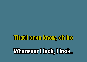 That I once knew, oh ho

Whenever I look, I look..