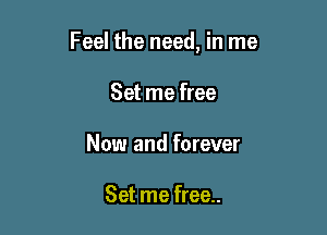 Feel the need, in me

Set me free
Now and forever

Set me free..