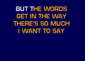 BUT THE WORDS
GET IN THE WAY
THERE'S SO MUCH

I WANT TO SAY