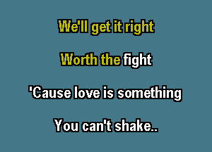 We'll get it right

Worth the fight
'Cause love is something

You can't shake..