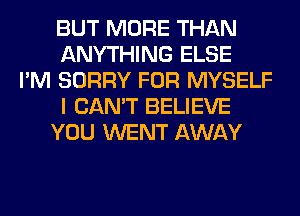 BUT MORE THAN
ANYTHING ELSE
I'M SORRY FOR MYSELF
I CAN'T BELIEVE
YOU WENT AWAY