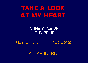 IN THE STYLE OF
JOHN PHINE

KEY OF (A) TIME 342

4 BAR INTRO