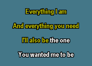 Everything I am

And everything you need

I'll also be the one

You wanted me to be