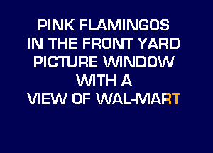 PINK FLAMINGOS
IN THE FRONT YARD
PICTURE WINDOW
WTH A
VIEW OF WAL-MART