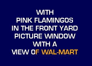 WITH
PINK FLAMINGOS
IN THE FRONT YARD
PICTURE WINDOW
NTH A
VIEW OF WAL-MART
