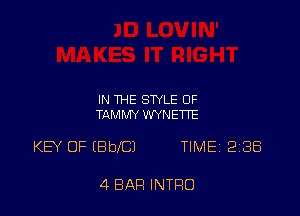 IN THE STYLE OF
TAMMY WYNETTE

KEY OF (BDICJ TIMEi 238

4 BAR INTRO