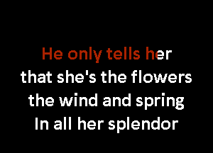 He only tells her

that she's the flowers
the wind and spring
In all her splendor