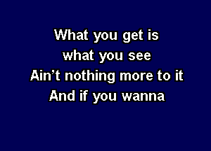 What you get is
what you see

Ain't nothing more to it
And if you wanna