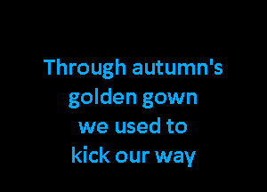 Through autumn's

golden gown
we used to
kick our way