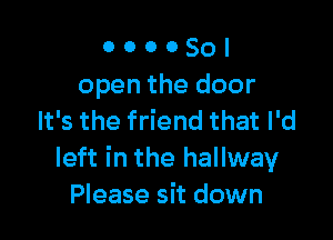 o o o 0 50 t
open the door

It's the friend that I'd
left in the hallway
Please sit down
