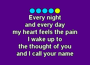 OOOOO
Every night
and every day
my heart feels the pain

lwake up to
the thought of you
and I call your name