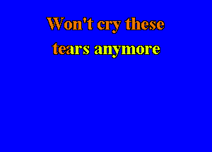 Won't cry these
tears anymore
