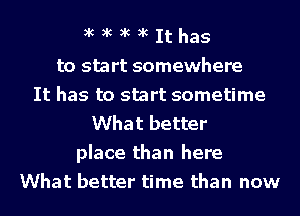 awningIthas

to start somewhere
It has to start sometime
What better
place than here
What better time than now