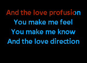 And the love profusion
You make me feel

You make me know
And the love direction