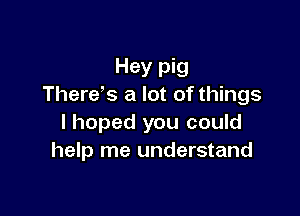 Hey pig
There's a lot of things

I hoped you could
help me understand