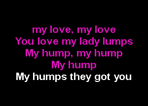 my love, my love
You love my lady lumps

My hump, my hump
My hump
My humps they got you