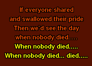 When nobody died .....
When nobody died... died .....