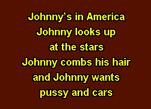 Johnnys in America
Johnny looks up
at the stars

Johnny combs his hair
and Johnny wants
pussy and cars
