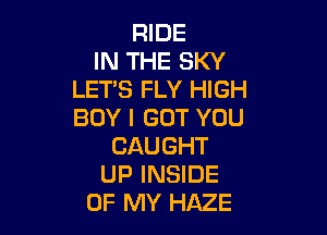 WDE
INTHESKY
LETSFLYF GH

BOYIGOTYOU
CAUGHT
UPINSDE
OFRWYHAZE