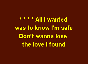 1k 1' ' All I wanted
was to know I'm safe

Don' t wanna lose
the love I found