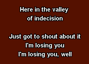 Here in the valley
of indecision

Just got to shout about it
I'm losing you
I'm losing you, well