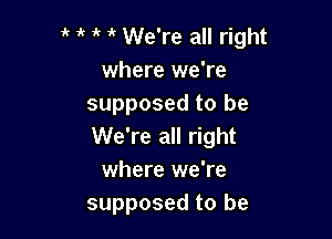 l 1k l it We're all right
where we're
supposed to be

We're all right
where we're
supposed to be