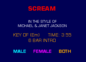 IN WE STYLE OF
MICHAEL BMJANET JACKSON

KEY OF (Em) TIMEI 855
6 BAR INTRO

MALE BOTH