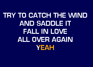 TRY TO CATCH THE WIND
AND SADDLE IT
FALL IN LOVE
ALL OVER AGAIN
YEAH