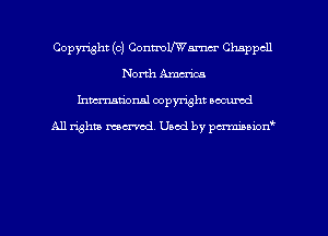 Copyright (c) Coanm-ncr Chappcll
North Am
hman'onal copyright occumd

All righm marred. Used by pcrmiaoion
