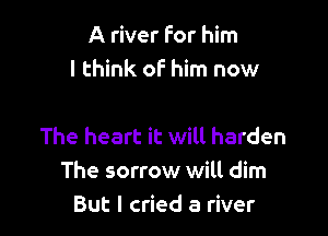 A river for him
I think oF him now

The heart it will harden
The sorrow will dim
But I cried a river