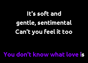 It's soft and
gentle, sentimental

Can't you Feel it too

You don't know what love is