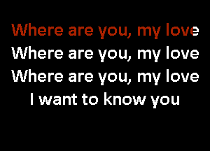 Where are you, my love

Where are you, my love

Where are you, my love
I want to know you