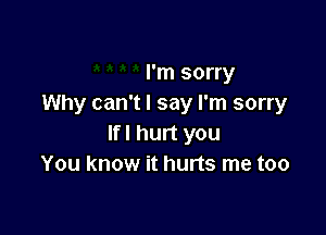 I'm sorry
Why can't I say I'm sorry

If! hurt you
You know it hurts me too