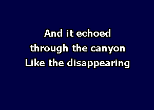 And it echoed
through the canyon

Like the disappearing