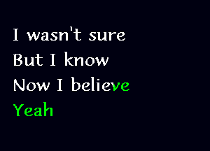 I wasn't sure
But I know

Now I believe
Yeah