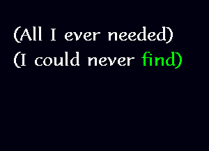 (All I ever needed)
(I could never find)