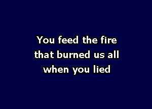 You feed the fire
that burned us all

when you lied