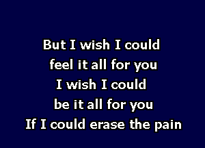 But I wish I could
feel it all for you

I wish I could
be it all for you
If I could erase the pain