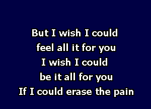 But I wish I could
feel all it for you

I wish I could
be it all for you
If I could erase the pain