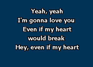 Yeah, yeah
I'm gonna love you
Even if my heart

would break
Hey, even if my heart